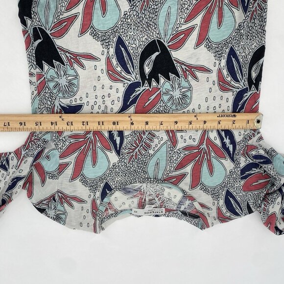 Stateside Size XS Knit Floral Print Blue Pink Long Sleeve Top Pima Cotton FLAWS* - Picture 11 of 13